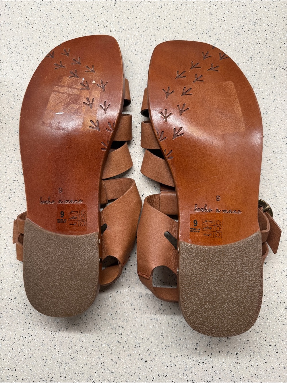 BEEK Starfish Brown Leather Woven Buckle Sandals - Picture 2 of 5